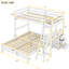 Lit simple superposé au dessus d'un lit double avec bureau intégré et 3 tiroirs, lit superposé en bois massif, blanc