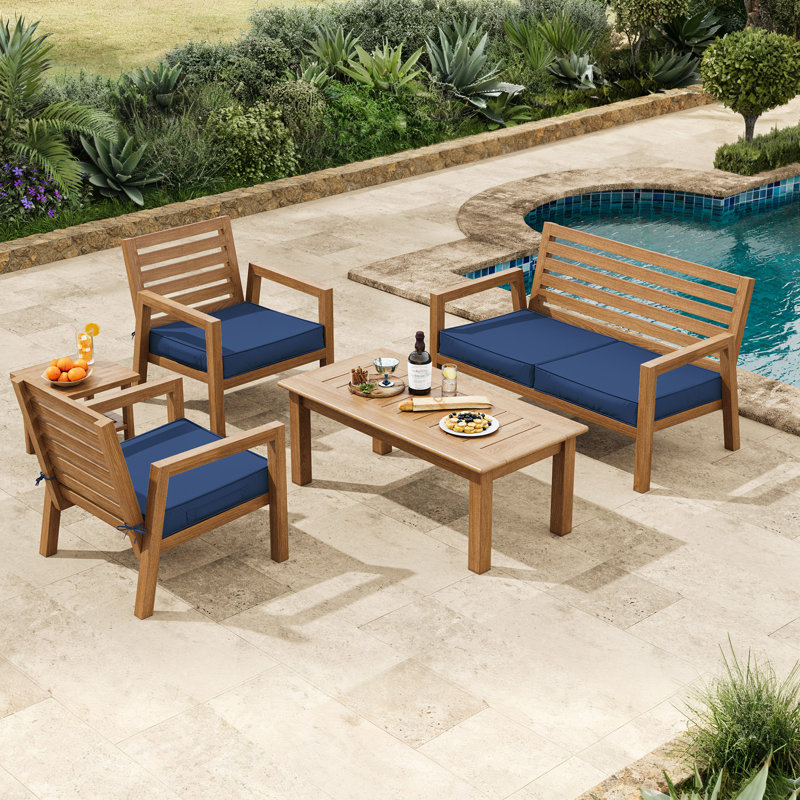 Coussins de chaise d'extérieur 19 x 19 x 4, L 19 po x P 19 po, Bleu, 4''