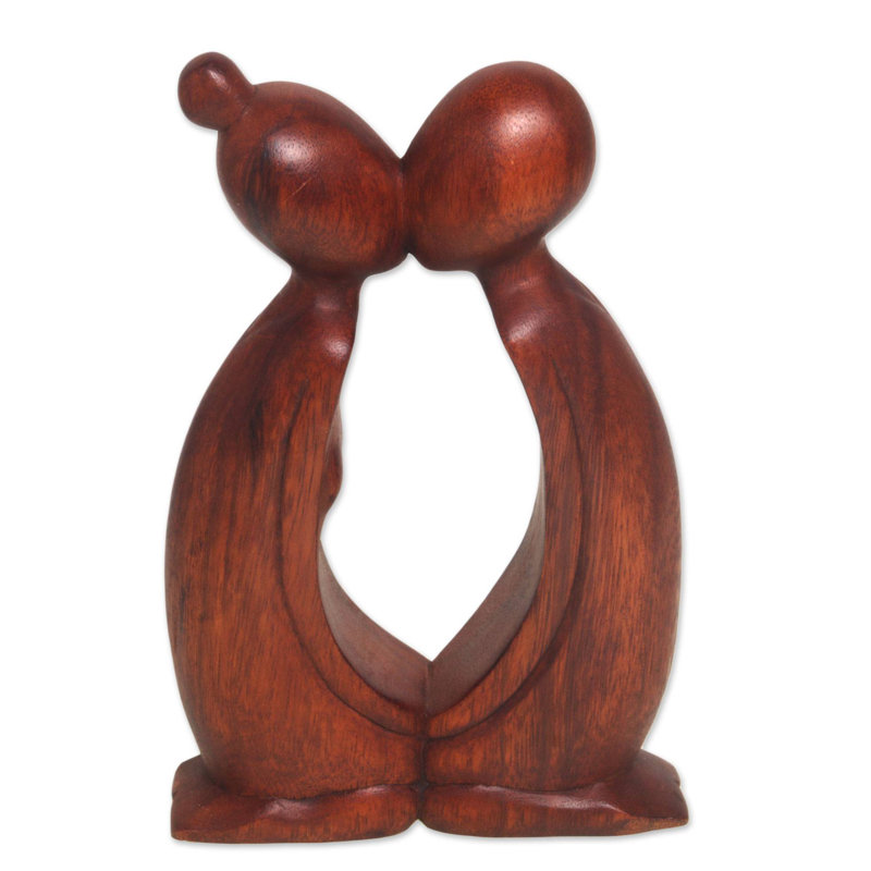 Figurine en bois baiser Colombes