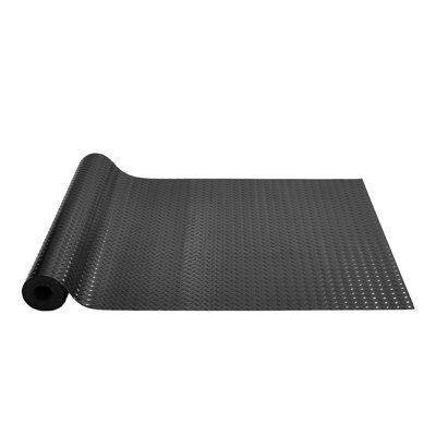 Garage Floor Mat, 177.17 X 43.31 Inch PVC Garage Flooring Roll, Non-Slip Diamond Texture, 106.56 Sq.Ft Covering Space, Garage Mats For Under Cars, For Gyms Boats Car Trailer, Black