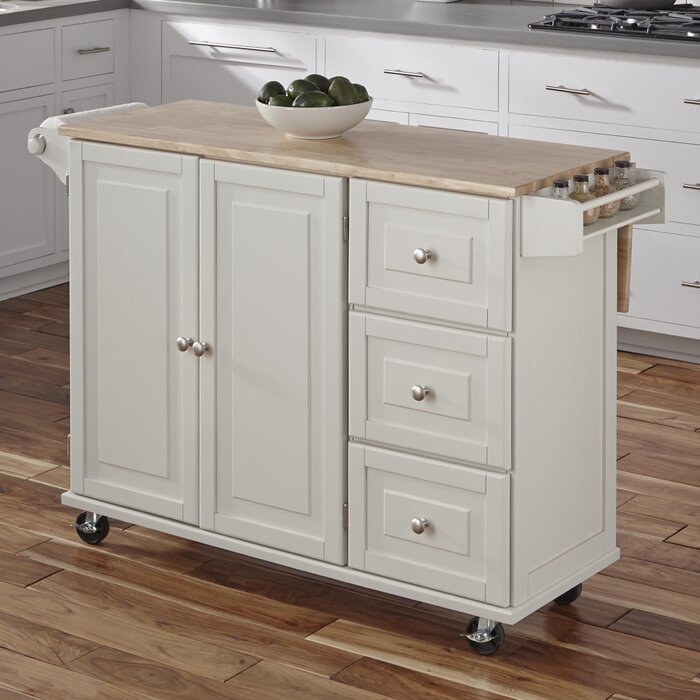 Red Barrel Studio® Kuhnhenn Solid Wood Kitchen Cart & Reviews | Wayfair