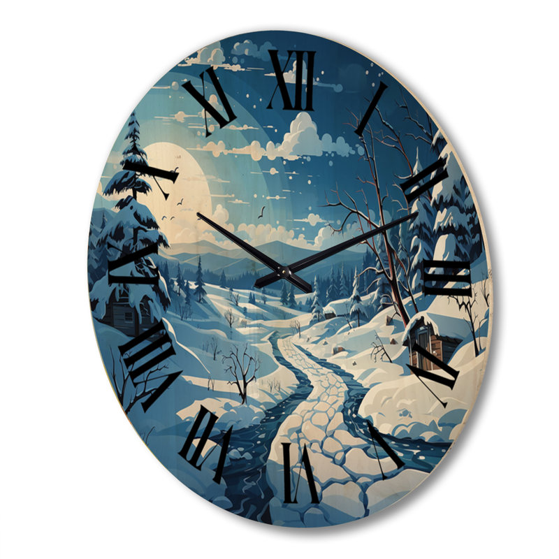 Hiver, magnifique horloge murale en bois, Très grand