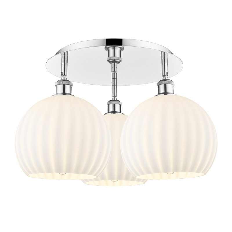 Baxman Glass Semi Flush Mount, Polished Chrome, 12.75'' H x 21.75'' W x 21.75'' D