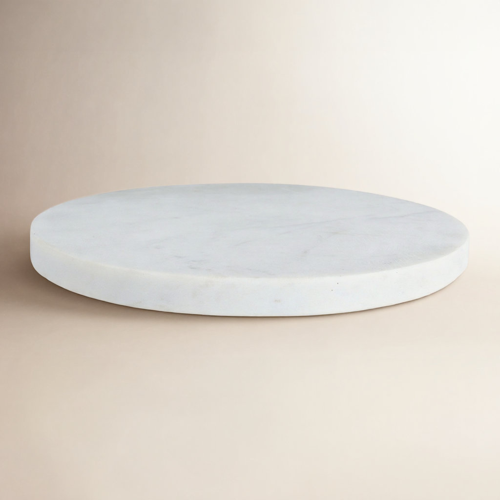 Keane Round Marble Cheese Board, 0.5" H x 8" W x 8" D, White