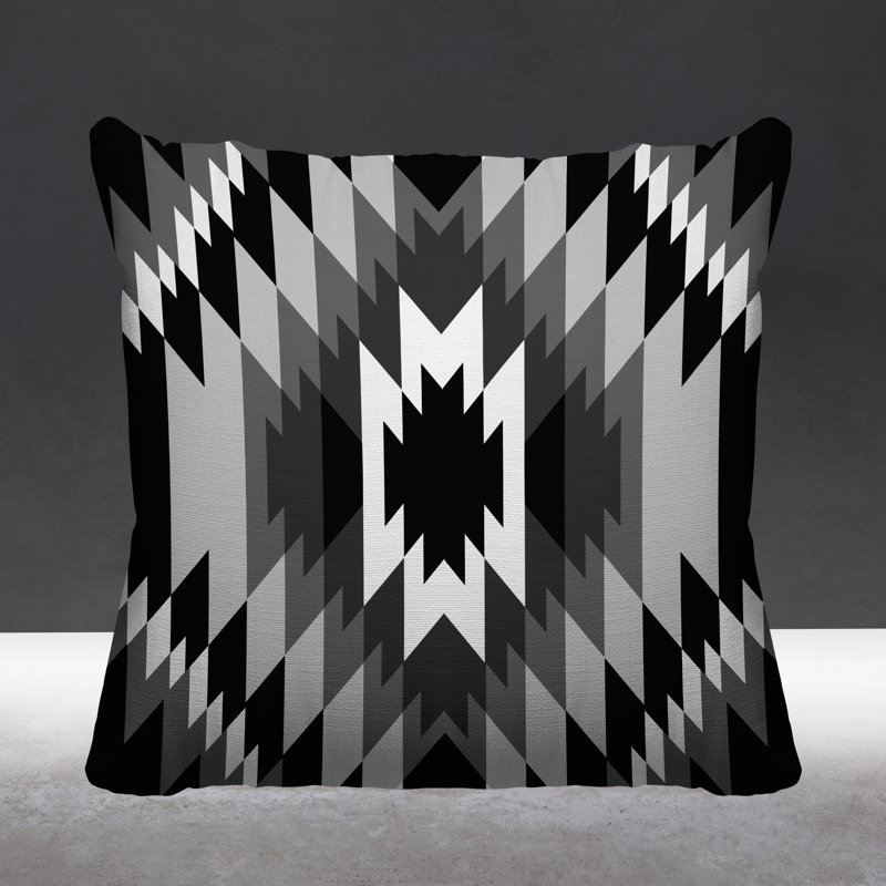 Juan Outdoor Reversible Throw Pillow, 15H" x 15W", Black