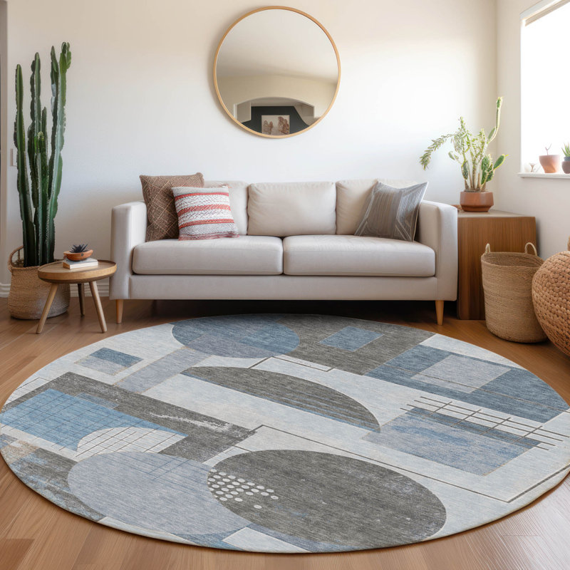 Tapis intérieur / extérieur bleu Daeon, 8 pi x 8 pi