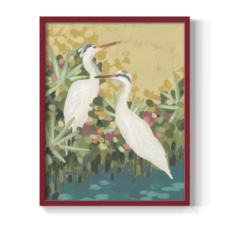 Heron Lagoon I, reproduction encadrée - bois massif, H 15 po x l 12 po, Rouge