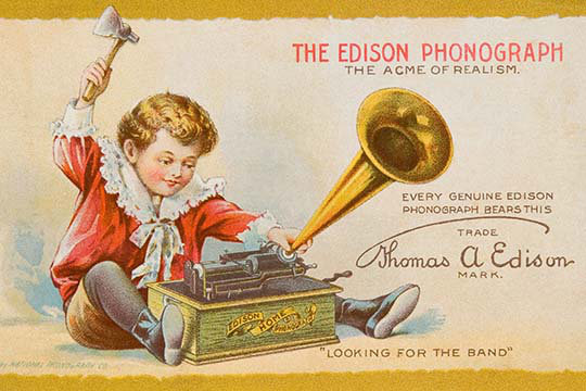 EDISON PHONOGRAPH; Vintage Pictorial Advertising Print Kids T