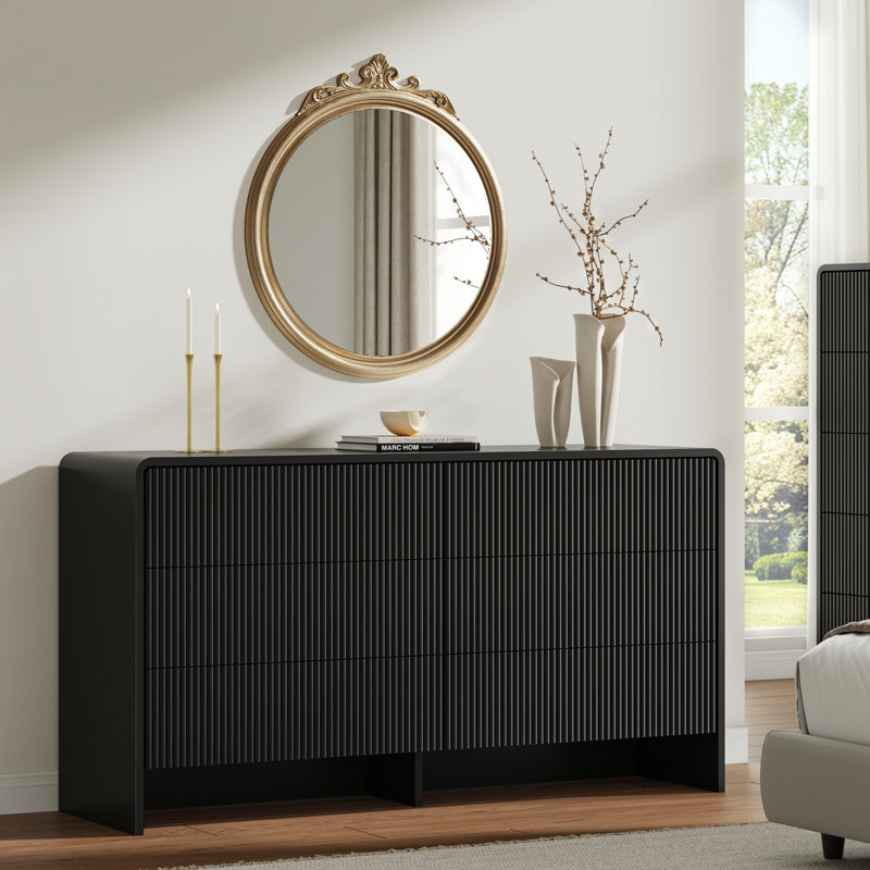 Commode 6 tiroirs 55,1 po, Noir