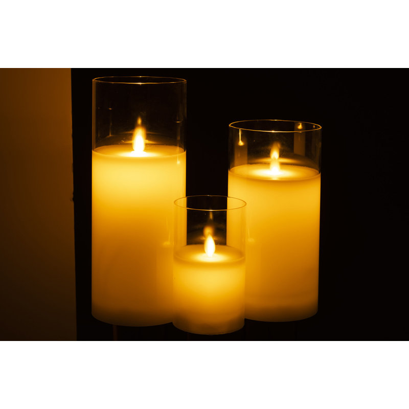 Unscented Flameless Candle with Glass Holder, 25cm H x 10cm W x 10cm D, Transparent