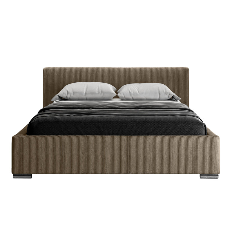 Upholstered Panel Bed Jacqualynn, Light brown, 180 x 200cm