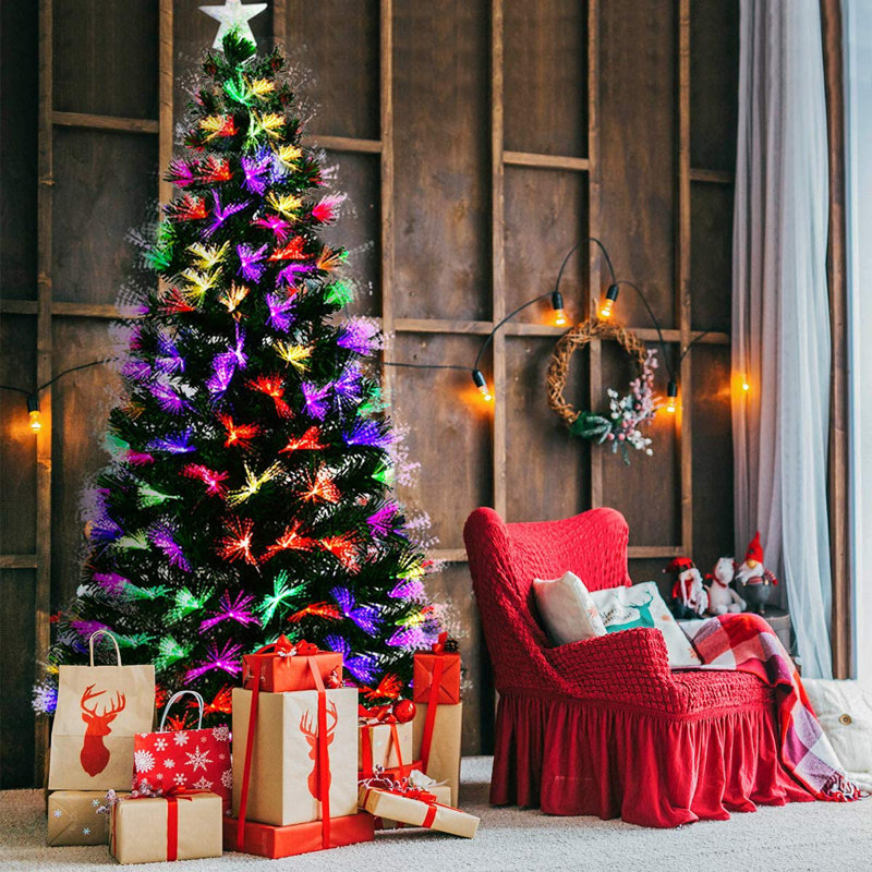 Lighted Artificial Pine Christmas Tree, 210cm H x 100cm W x 100cm D