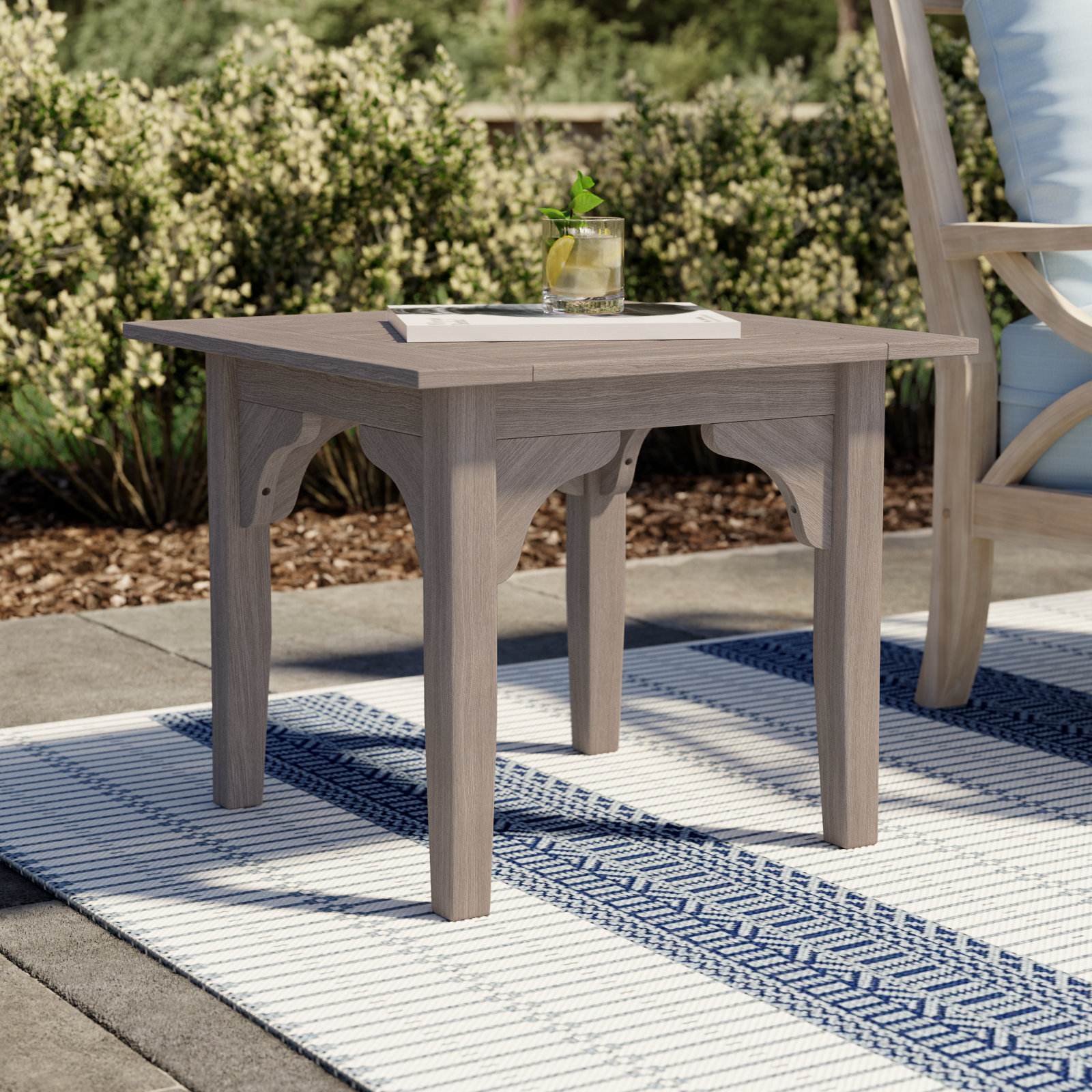 Summerton 22'' Teak Outdoor Side Table, Weathered Gray