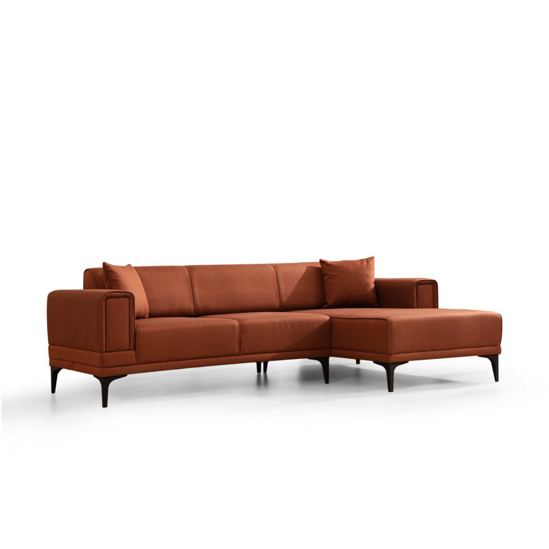 Canapé-lit d'angle, Orienté à droite, Mélange de polyester orange