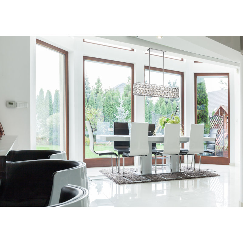 Lustre rectangulaire unique à 7 lumières Delphina, Chrome, H 9 po x l 43,5 po x P 9,25 po