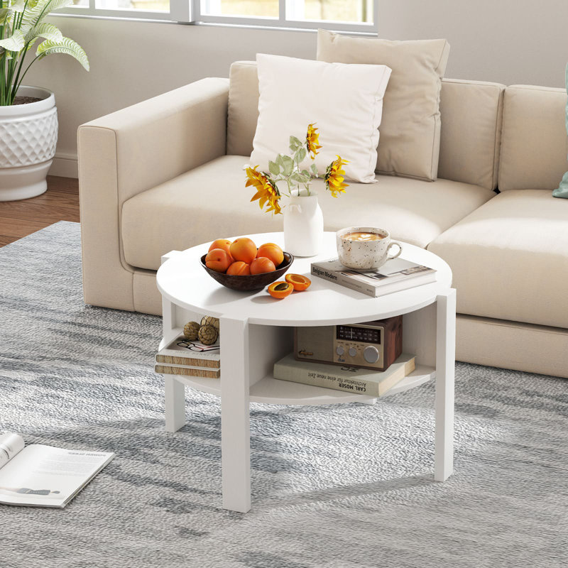 Coffee Table with Storage, White