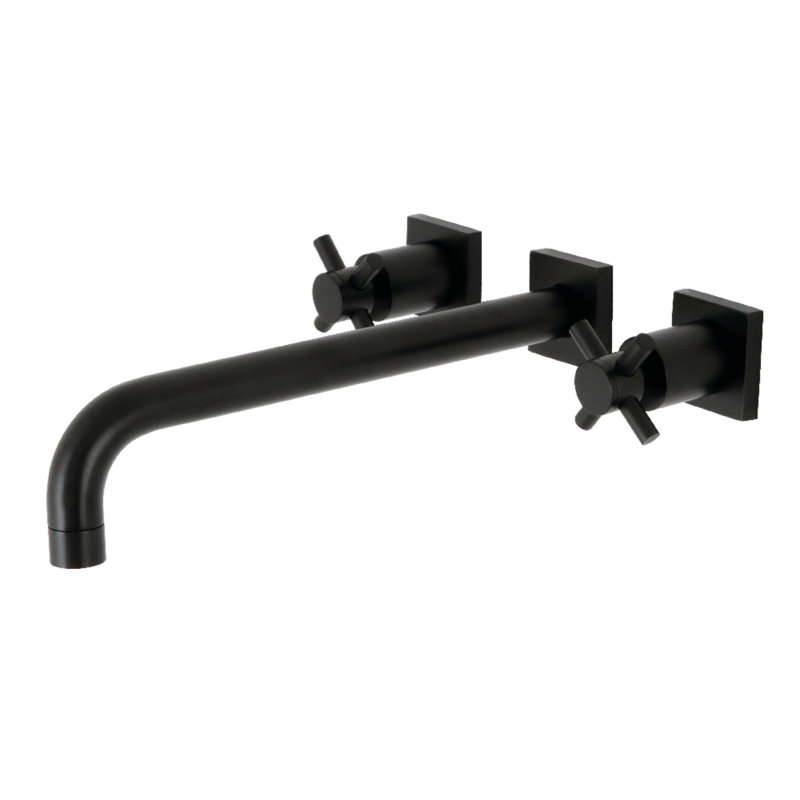 Kingston Brass Concord Two-Handle 3-Hole Wall Mount Roman Tub Faucet, Matte Black