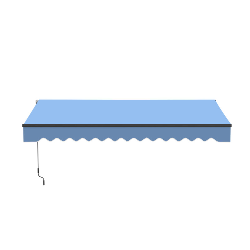 Auvent de patio rétractable motorisé - cadre noir, l 13 pi x P 10 pi, Bleu