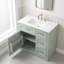 Meuble-lavabo autoportant à un lavabo de 91 cm (36 po) de couleur verte, avec comptoir en céramique et porte d'armoire à fermeture amortie-1923477870