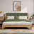 Premium Natural & Green Pine Wood King Bed Frame - Mid-Century Modern with Headboard-1578543889-1578543903
