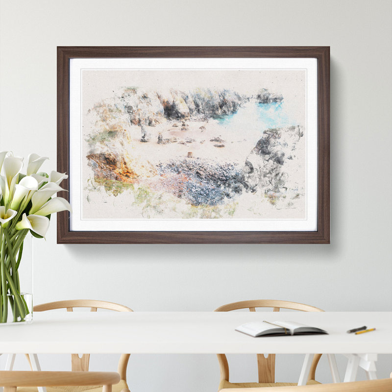 Flimstone Bay in Wales - Picture Frame Painting Print, 36cm H x 48cm W x 2cm D, Walnut Framed