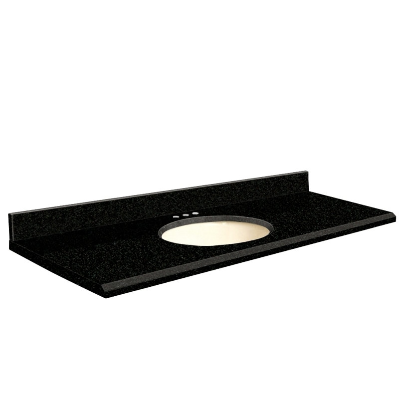 Dessus de salle de bain simple 61 po meuble-lavabo, Biscuit, Centré de 8 pouces, Noir absolu