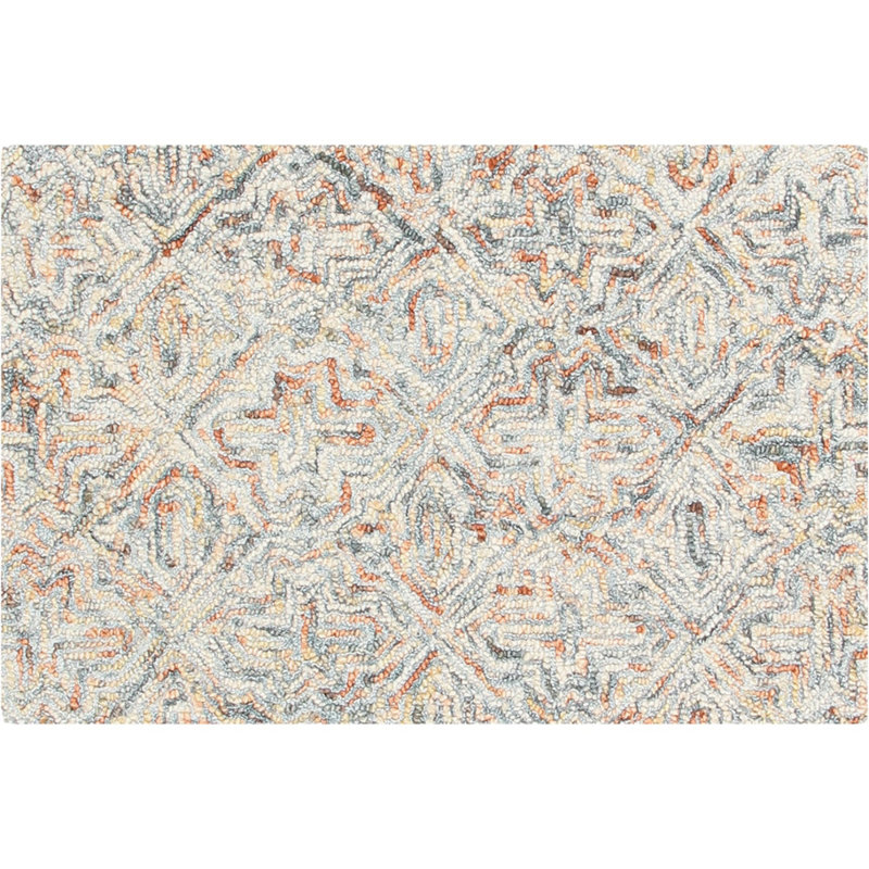 Barranco Hand Tufted Wool Gray/Yellow/Orange Area Rug, Rectangle 2' x 3'