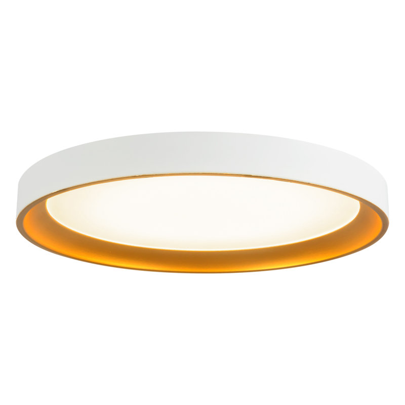 Nix 12-in Black dimmable LED Flush Mount, White/Gold