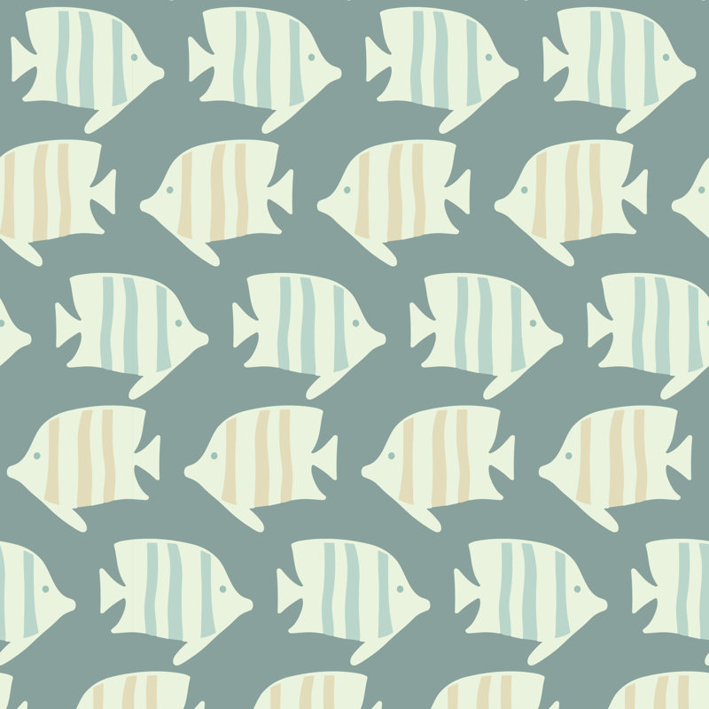 Poisson côtier - Papier peint vert tropical