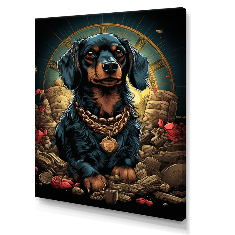 «Gangster Dachshund - Animals Dog Daschund», reproduction d'art, H 20 po x l 12 po x P 1 po, Toile tendue