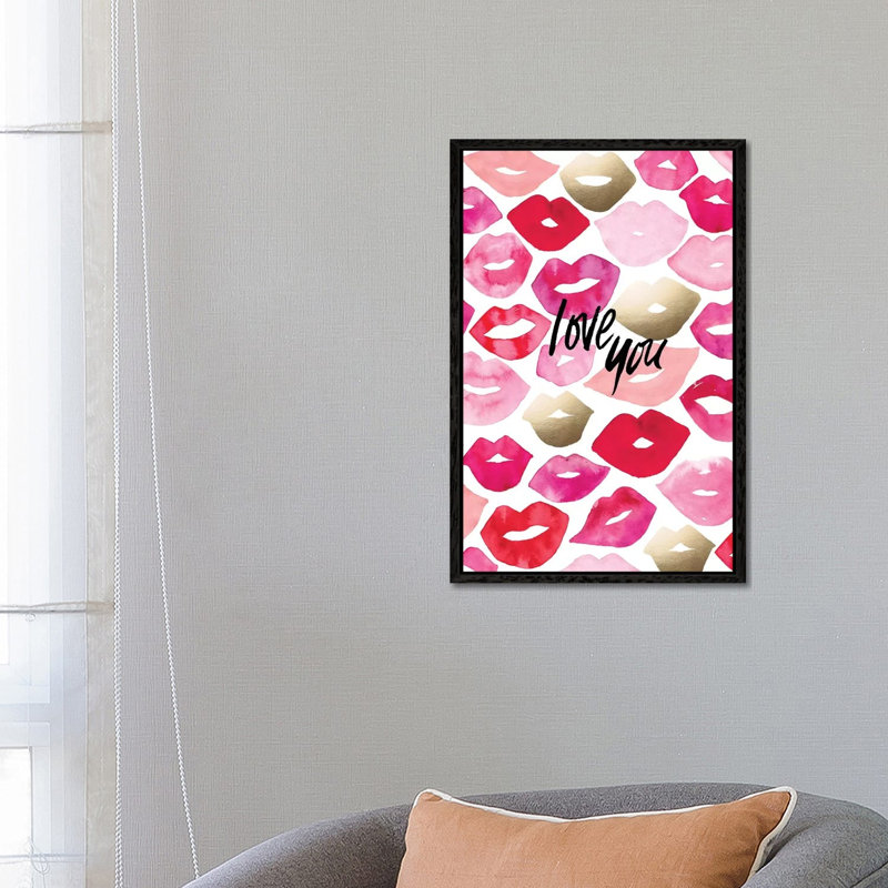 Valentine Lips by Sara Berrenson - Print on Canvas, Black Framed, 66.04 cm H x 45.72 cm W
