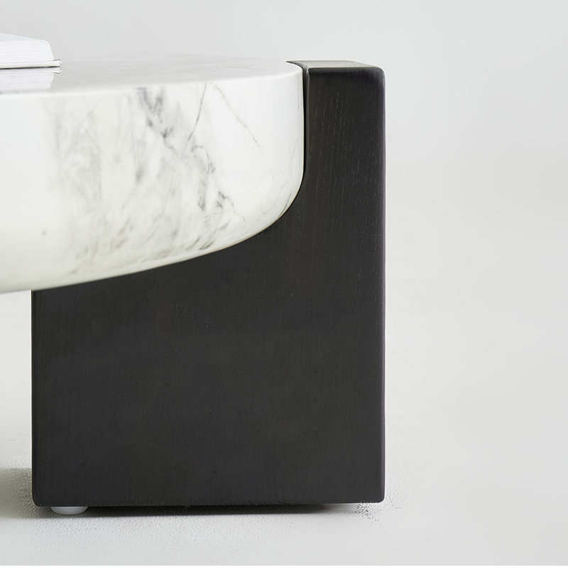 Minimalist Round Marble Coffee Table, 11.8" H x 35.4" L x 35.4" W