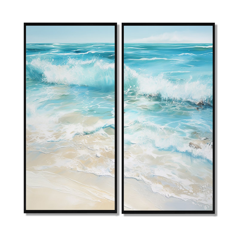 «Ocean Charm», art mural côtier, 32" H x 32" W, Impression encadrée flottante, Black