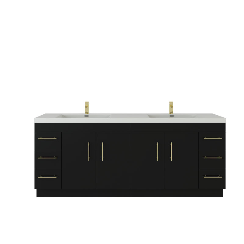 Brower 83.44'' Double Bathroom Vanity with Acrylic Top, Black