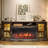 Farmhouse TV Stand with 36" Electric Fireplace and Glass Cabinet-1036972824-1051040449