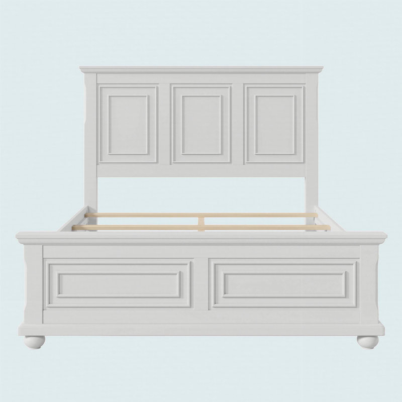 Virginia Wooden Standard Bed with Traditional Tall Headboard, White, King