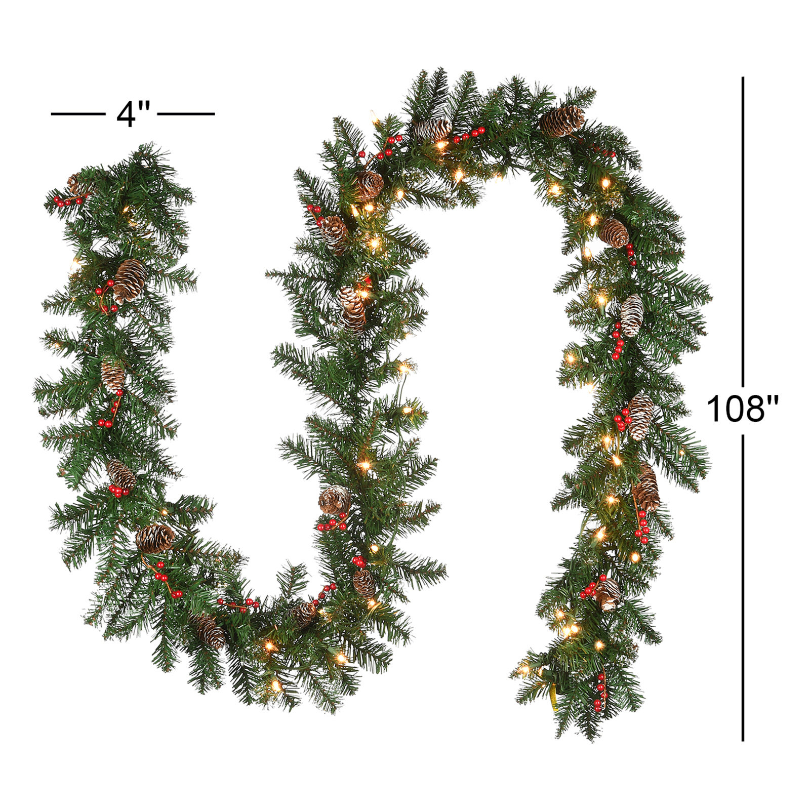 The Holiday Aisle® 9ft. Glittery Mountain Spruce Garland with Clear Lights