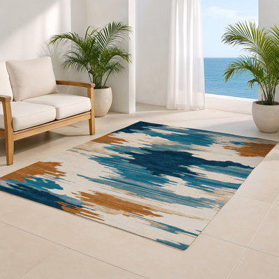 Tapis intérieur et extérieur beige Watercolor