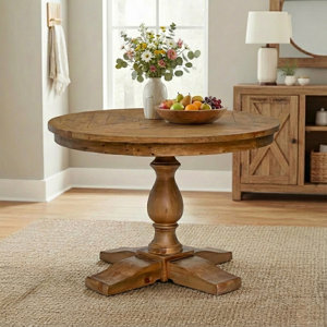 August Grove® Solid Wood Round Dining Table & Reviews | Wayfair