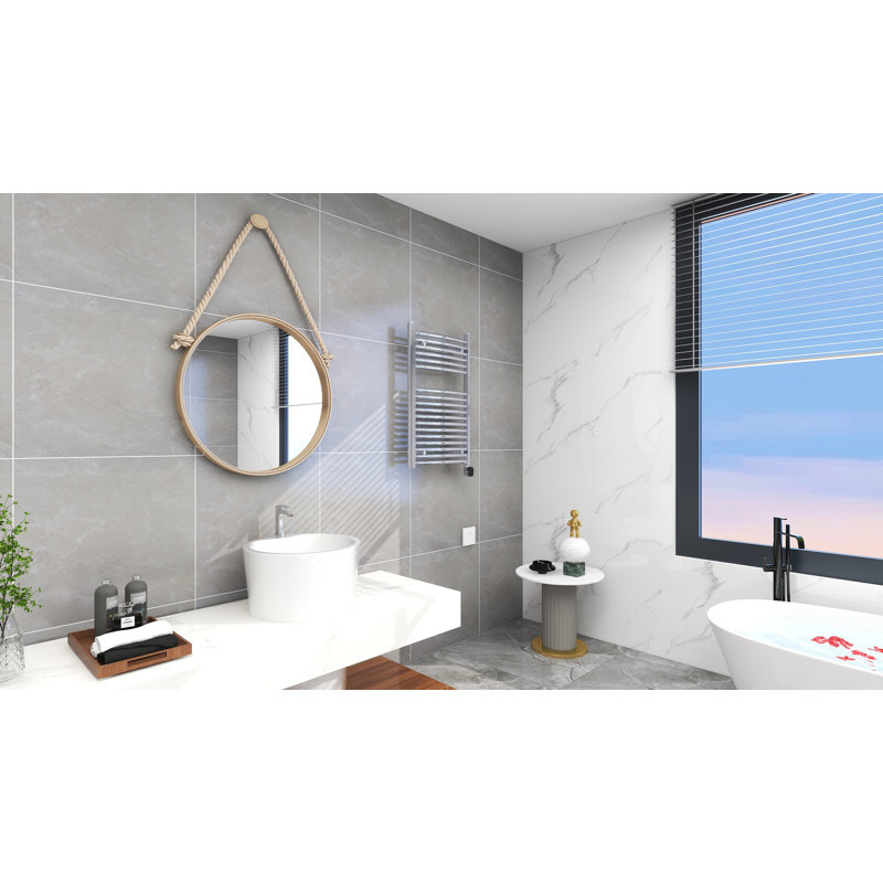 Chauffe-serviettes mural électrique, H 31,5 po x l 19,69 po x P 2,75 po, Chrome