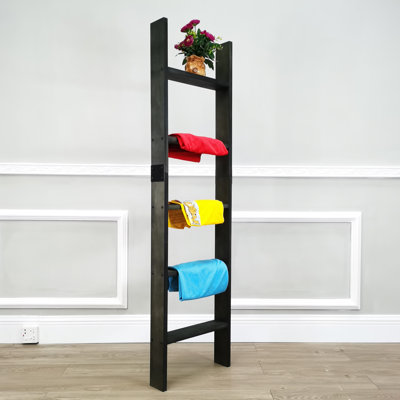 5-Foot Rustic Farmhouse Blanket Ladder, Wall-Leaning Decorative Wood Ladder, Ladder-Style Pine Wood