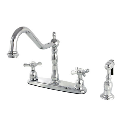 Kingston Brass Essex Two-Handle 4-Hole 8" Centerset Kitchen Faucet with Side Sprayer