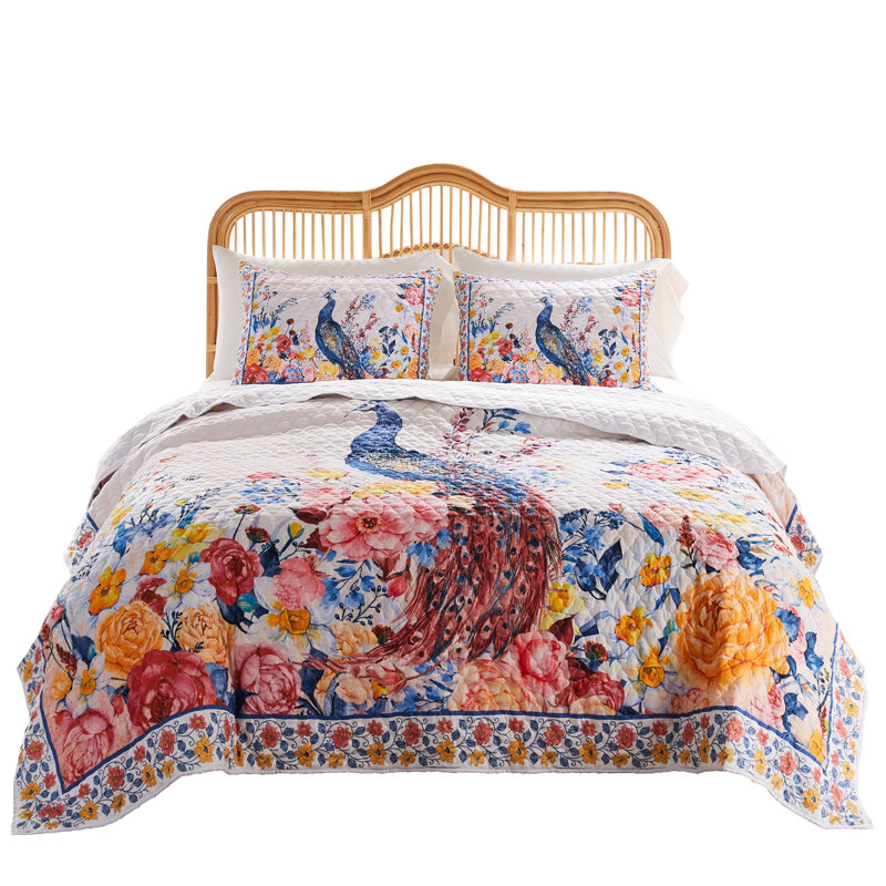 Huntington Blue King Microfiber Reversible Quilt Set