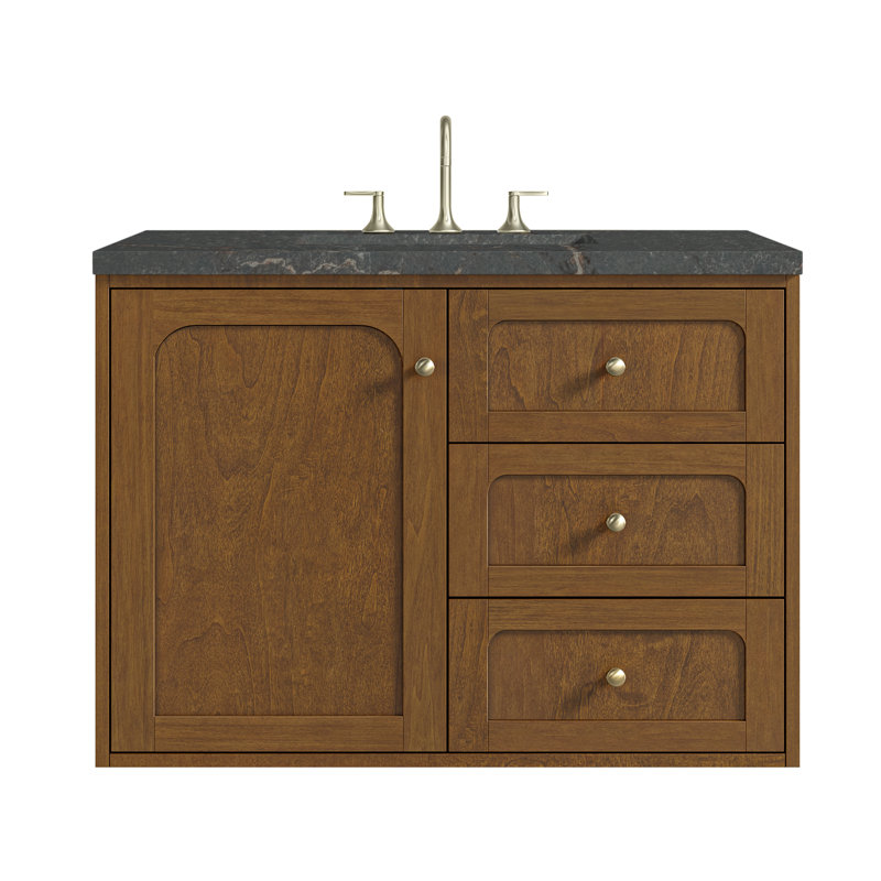 Laurent 36'' W Single Vanity, Parisien Bleu, 8" Widespread, Honey Brown