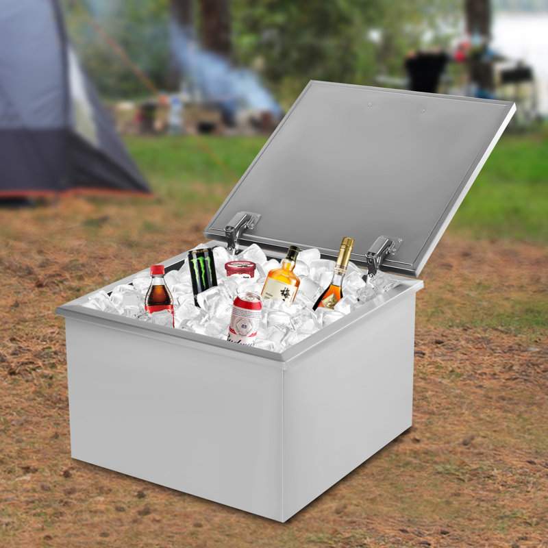 Darton Stainless Steel Ice Chest with Hinged Cover Bar Ice Bin