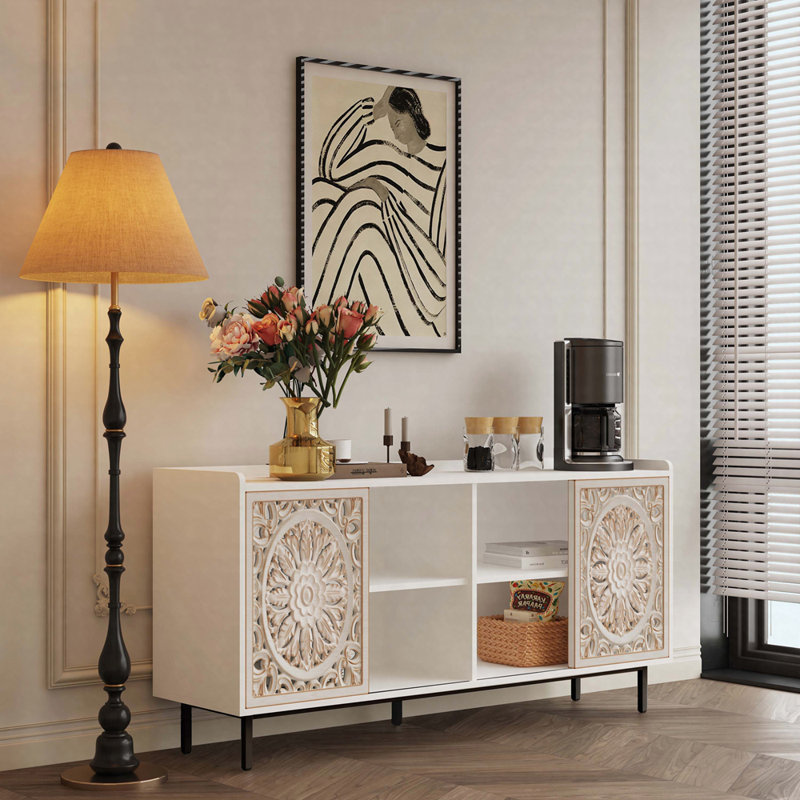 Buffet de cuisine Mid-Century moderne blanc