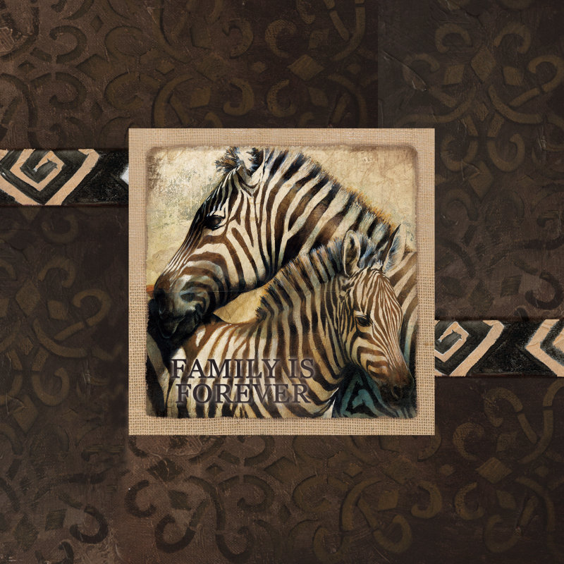 Family Is Forever Zebras - Wrapped Canvas Print, 30cm H x 30cm W x 3.8cm D