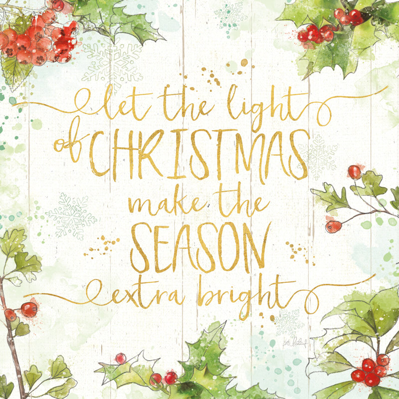 Christmas Sentiments II Gold On Wood by Katie Pertiet - Wrapped Canvas Print, 76cm H x 76cm W x 3.8cm D