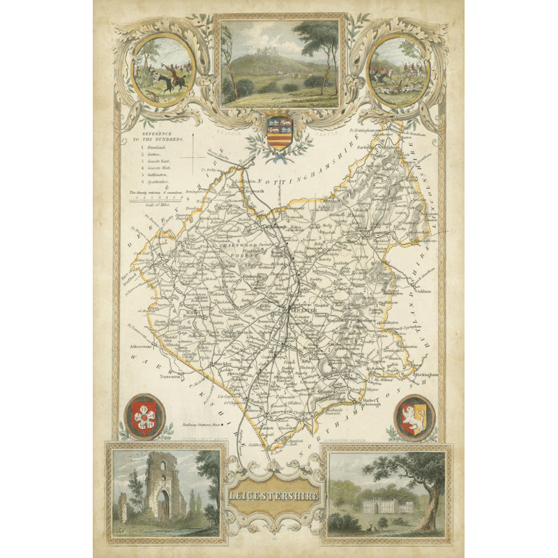 Map Of Leicestershire - Wrapped Canvas Print, 46cm H x 30cm W x 3.8cm D