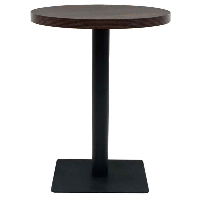 Vowell Round Metal Base Dining Table, Brown, 75 cm H  x 60 cm W x 60 cm D